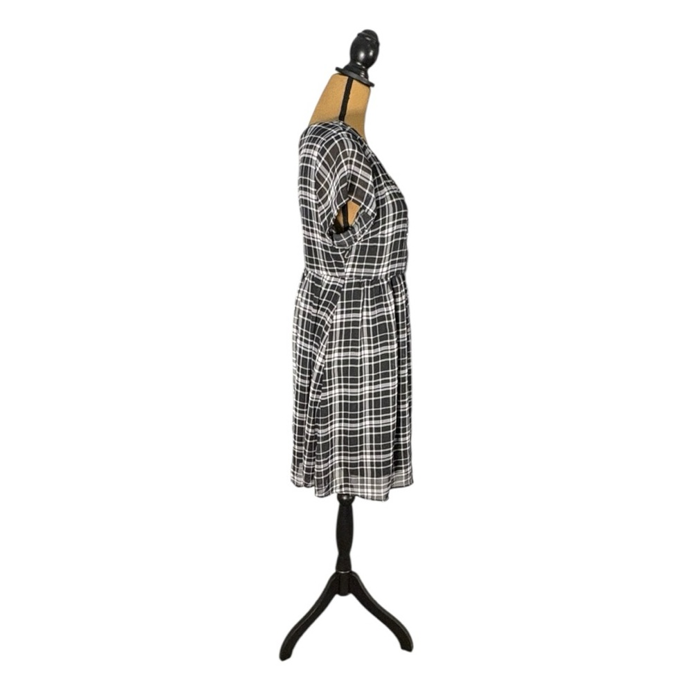 Old Navy Plaid Babydoll Dress Womens Large Black White Grunge Dark Academia - Picture 4 of 8